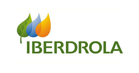 Iberdrola logo with three colored leaves in green, blue, and orange above the company name